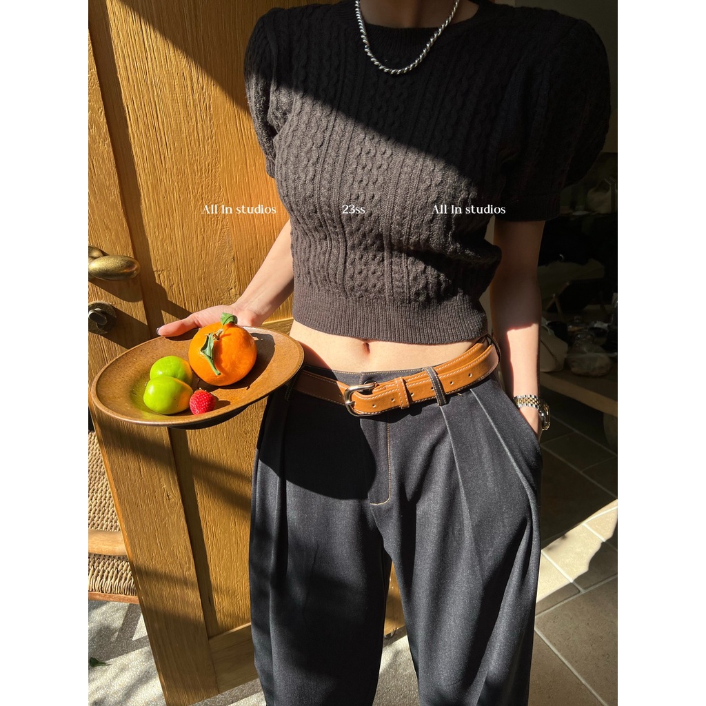 Áo Len Tay Ngắn Phồng Phong Cách Hàn Quốc Thời Trang Mùa Xuân Mới Năm 2023