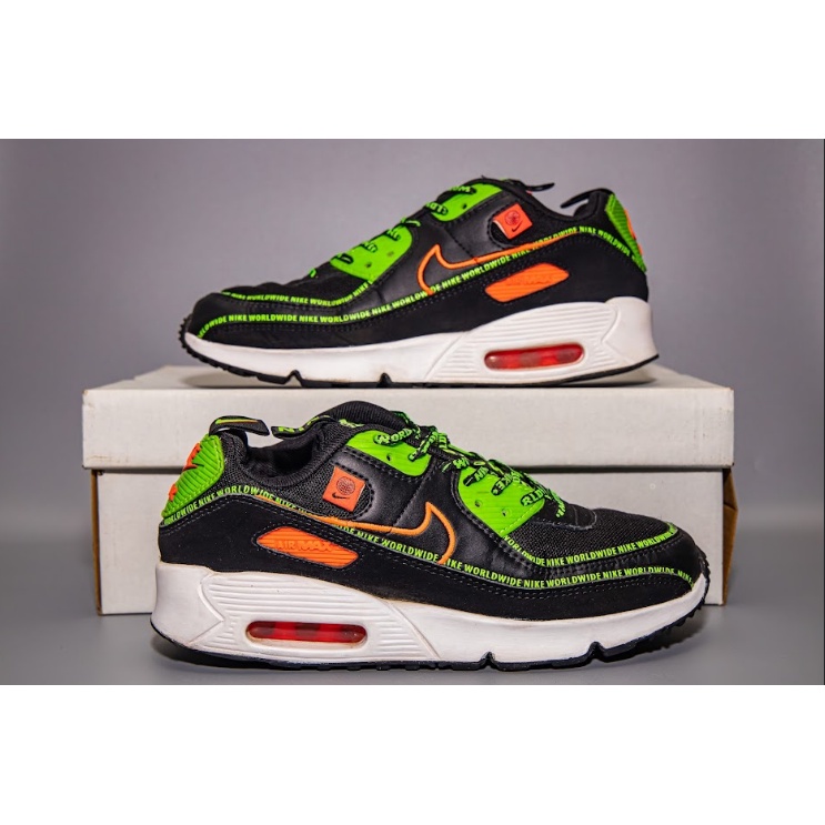 Giày nữ Nike Air Max 90 'Worldwide' CK6474-001, Size 38,5-24cm, Fix 23cm, màu xanh đen