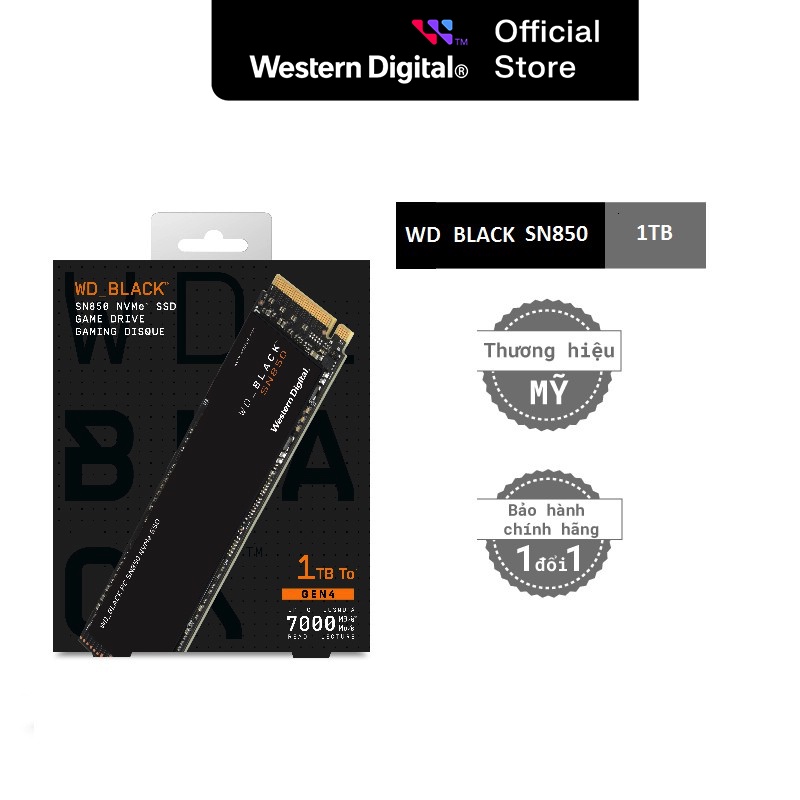 Ổ Cứng SSD Western Digital WD BLACK SN850 1TB PCIe Gen4 x4 NVMe - WDS100T1X0E