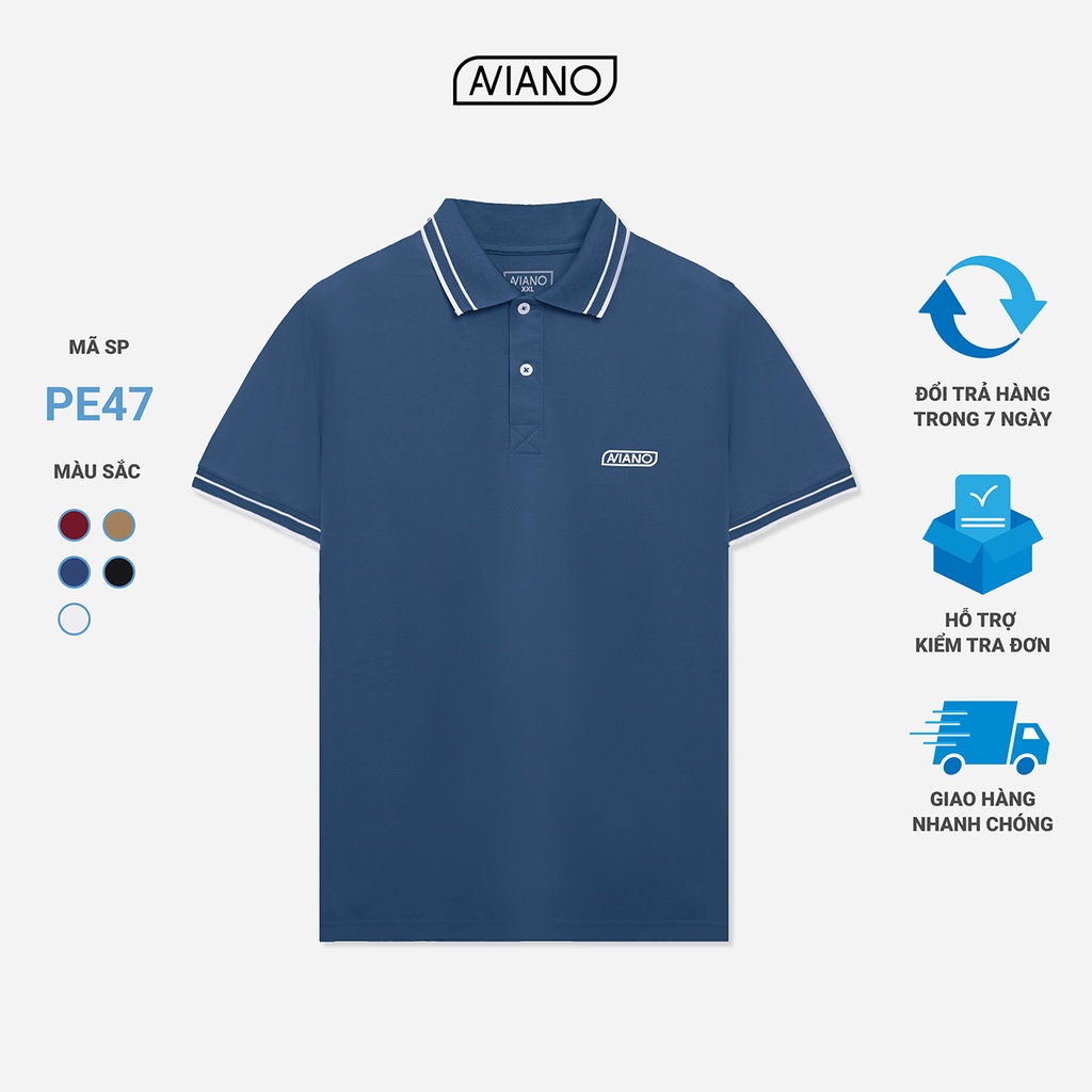 Áo Polo Nam Trơn Bo Phối Xương Cá 5 Màu Thời Trang Thiết Kế AVIANO