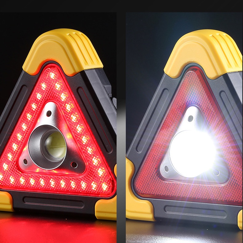 Đèn LED Cảnh Báo Nguy Hiểm, Biển Cánh Báo Đa Năng Hình Tam Giác Kèm Pin Sạc Dự Phòng Cho Xế Yêu