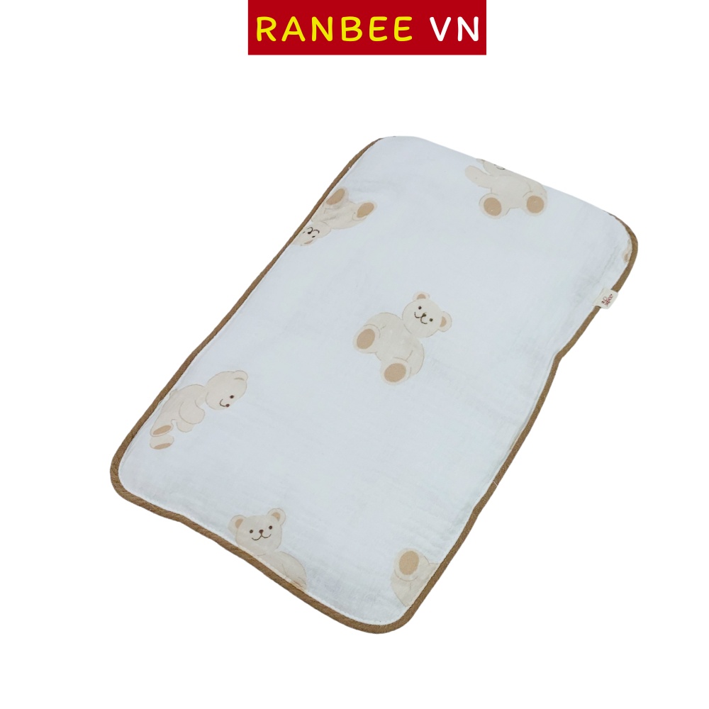 Gối Bằng Cho Trẻ Sơ Sinh Ranbee Vải Xô Muslin Cao Cấp Kích Thước 25 x 38cm - PK034
