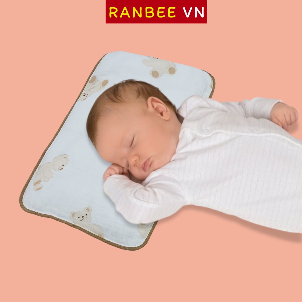 Gối Bằng Cho Trẻ Sơ Sinh Ranbee Vải Xô Muslin Cao Cấp Kích Thước 25 x 38cm - PK034