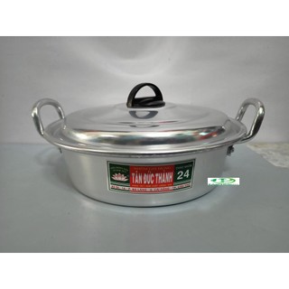 Chảo nhôm 2 quai xi có nắp - tân đức thành - 24cm