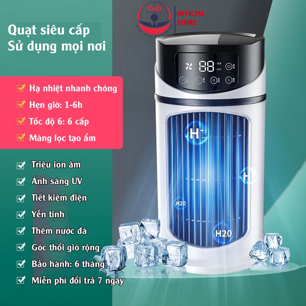 quạt hơi nước điều hoà mini để bàn TMD GROUP - Làm mát nhanh chóng, công suất cao 18W, 6 cấp độ gió, chứa 300ml