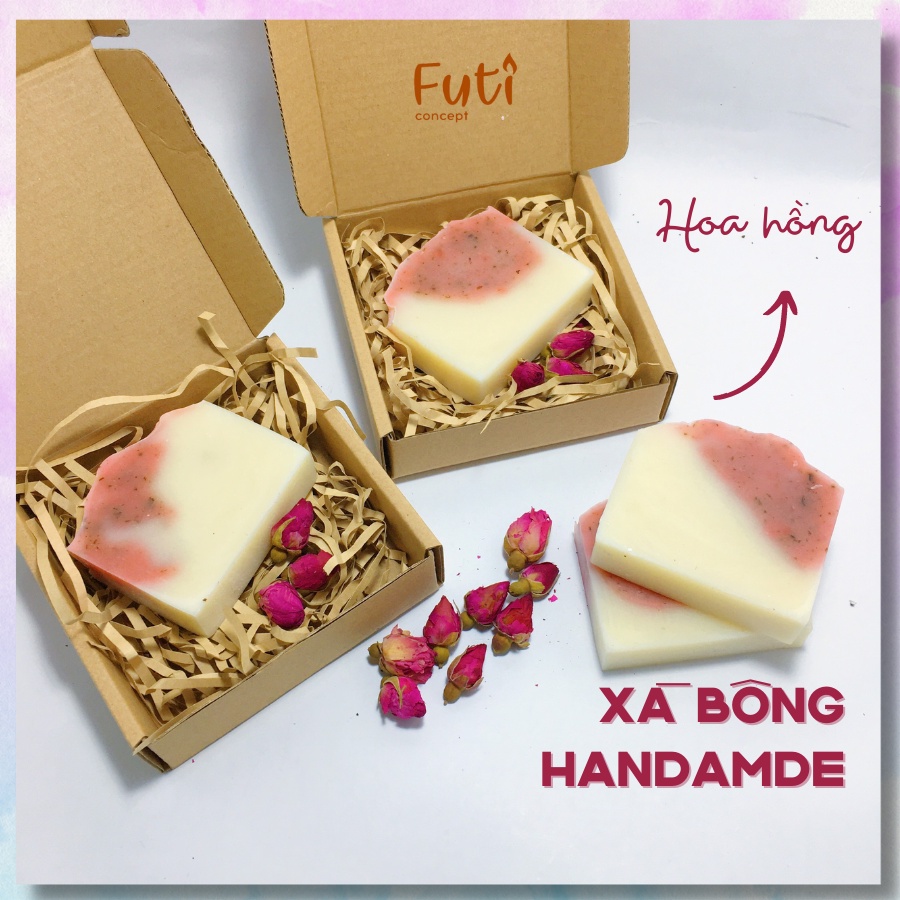 Xà Phòng Tắm Hoa Hồng Handmade Soap Kèm Hộp