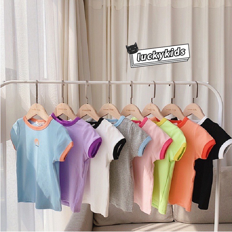 (HOT) COMBO 3 áo thun bé gái 100% cotton mẫu viền in logo dễ thương mềm mịn size từ 5-30kg | hàng cotton cao cấp|