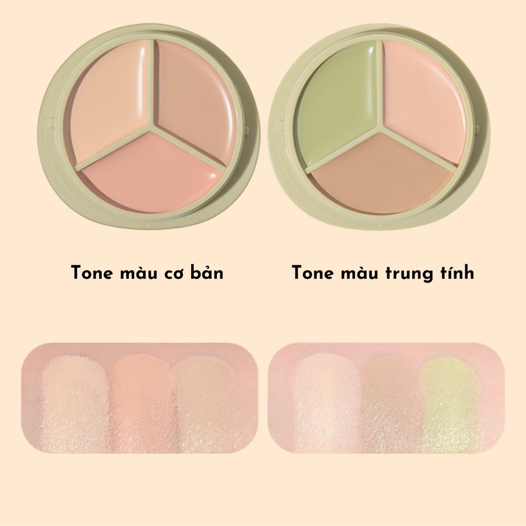 Kem Che khuyết điểm 3 màu GOGO TALES Light Coke Silk Moisten GT470 không trôi Che khuyết điểm Nara chính hãng