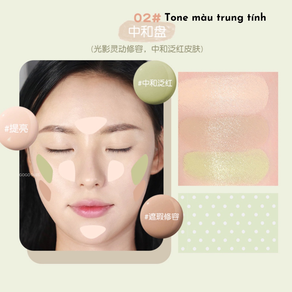 Kem Che khuyết điểm 3 màu GOGO TALES Light Coke Silk Moisten GT470 không trôi Che khuyết điểm Nara chính hãng