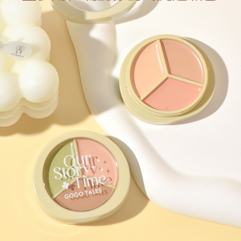 Kem Che khuyết điểm 3 màu GOGO TALES Light Coke Silk Moisten GT470 không trôi Che khuyết điểm Nara chính hãng