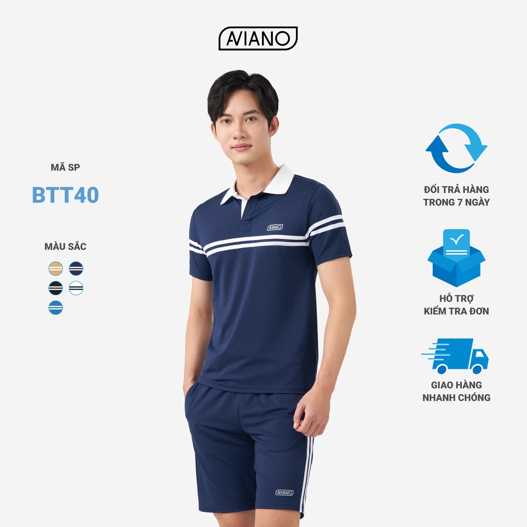 Set Đồ Nam AVIANO Polo Cộc Tay, Bộ Quần Áo Nam Mùa Hè Chất  Liệu Poly Coolmax Thoáng Khí