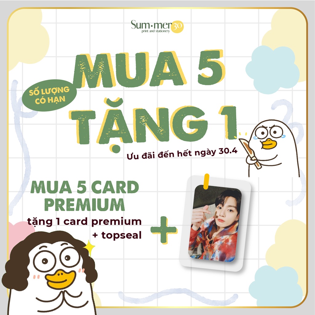 1 CARD BO GÓC PRE.MI.UM + Sleeves+ Topseal in theo yêu cầu - làm quà tặng