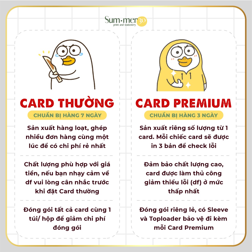 1 CARD BO GÓC PRE.MI.UM + Sleeves+ Topseal in theo yêu cầu - làm quà tặng