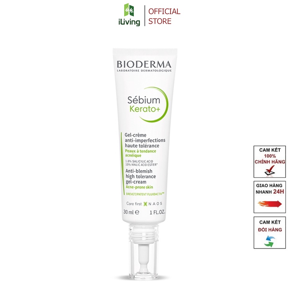 Kem dưỡng giảm mụn chuyên sâu cho da mụn nhẹ đến trung bình Bioderma Sébium Kerato+ 30ml ILIVING-BIOKDGM30