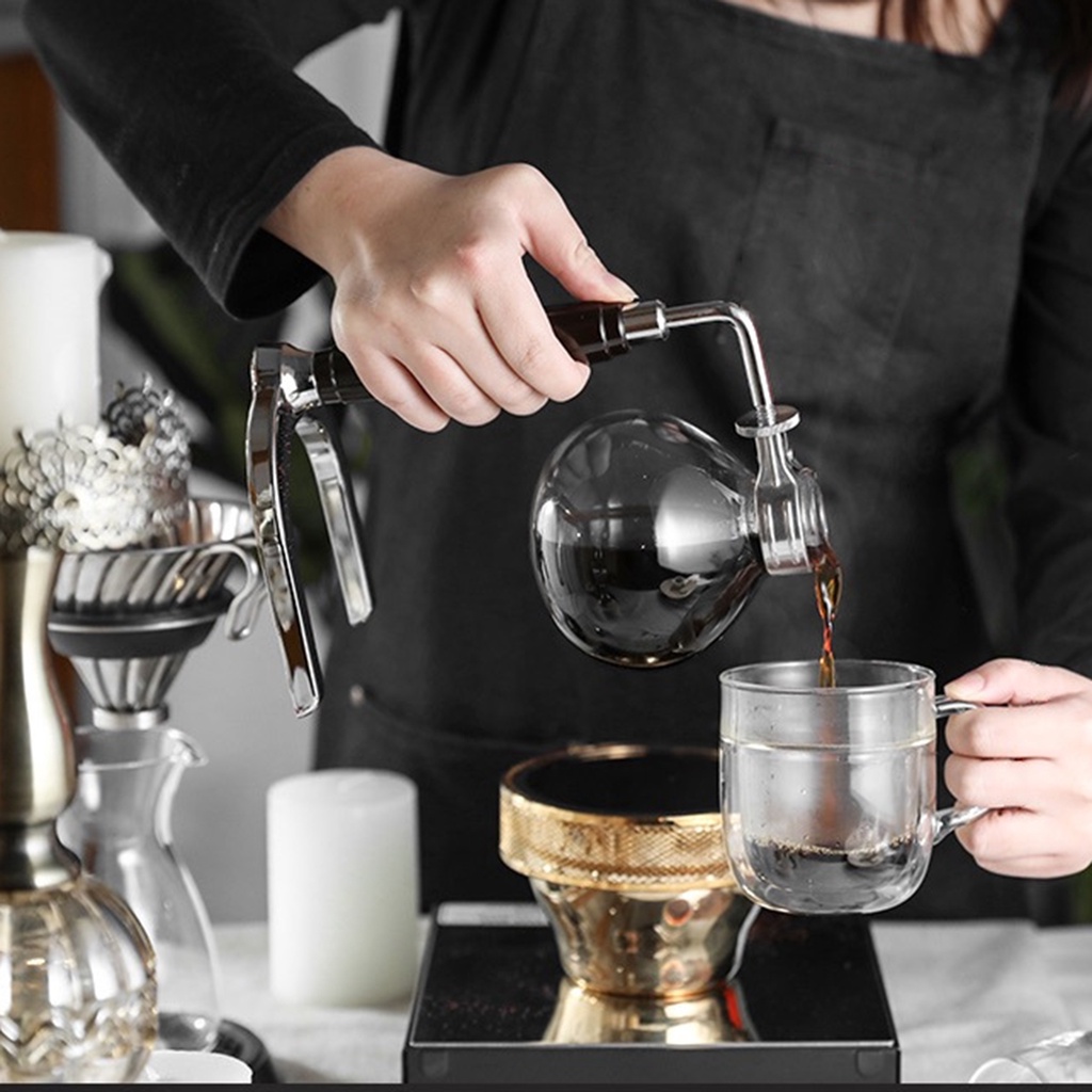 Shamjina Bình cà phê siphon bằng thủy tinh dùng cho quán bar chuyên dụng