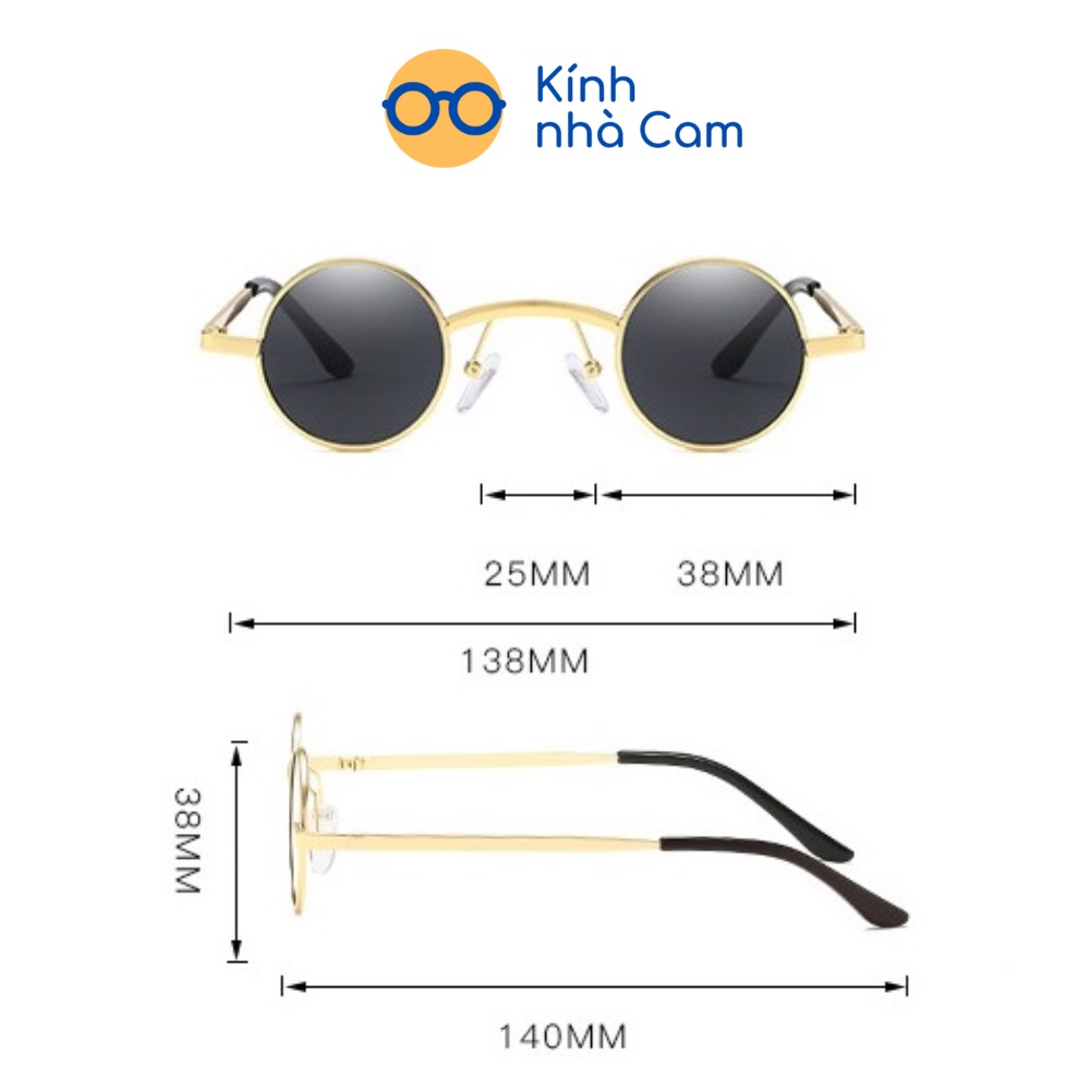 Kính Râm Gọng Tròn Siêu Nhỏ, Mắt Kính Thầy Bói Phong Cách Hip Hop Thời Trang Cá Tính Cho Nam Nữ (tặng kèm hộp đựng kính)