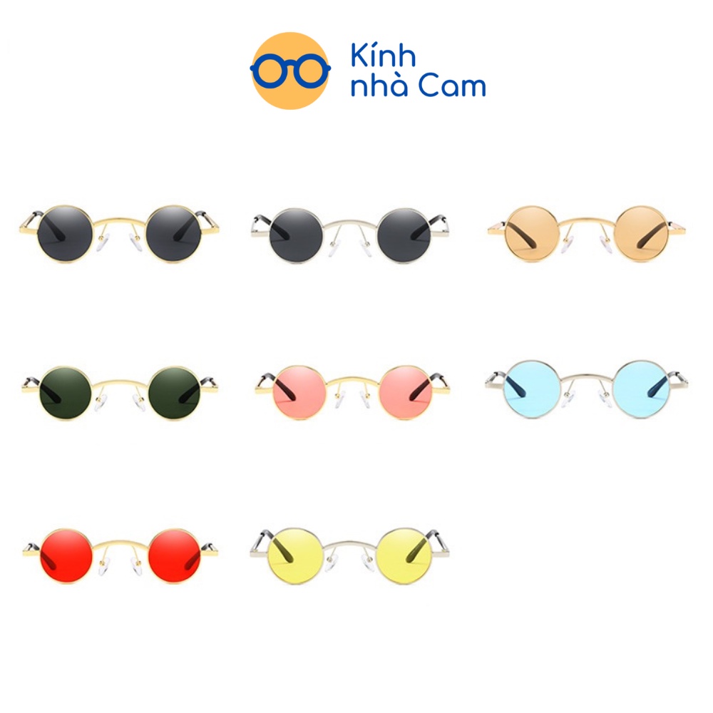 Kính Râm Gọng Tròn Siêu Nhỏ, Mắt Kính Thầy Bói Phong Cách Hip Hop Thời Trang Cá Tính Cho Nam Nữ (tặng kèm hộp đựng kính)
