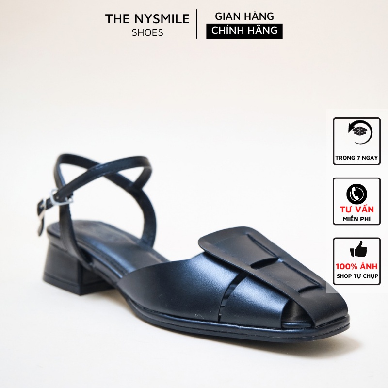 Giày sandal cao gót nữ 3P quai hậu bít rọ mũi vuông - The NySmile - TATOO