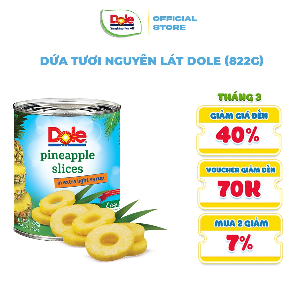 [SHIP ĐỒNG GIÁ 12K-20K TẤT CẢ ĐƠN] Dứa Tươi Nguyên Lát Dole (822g)