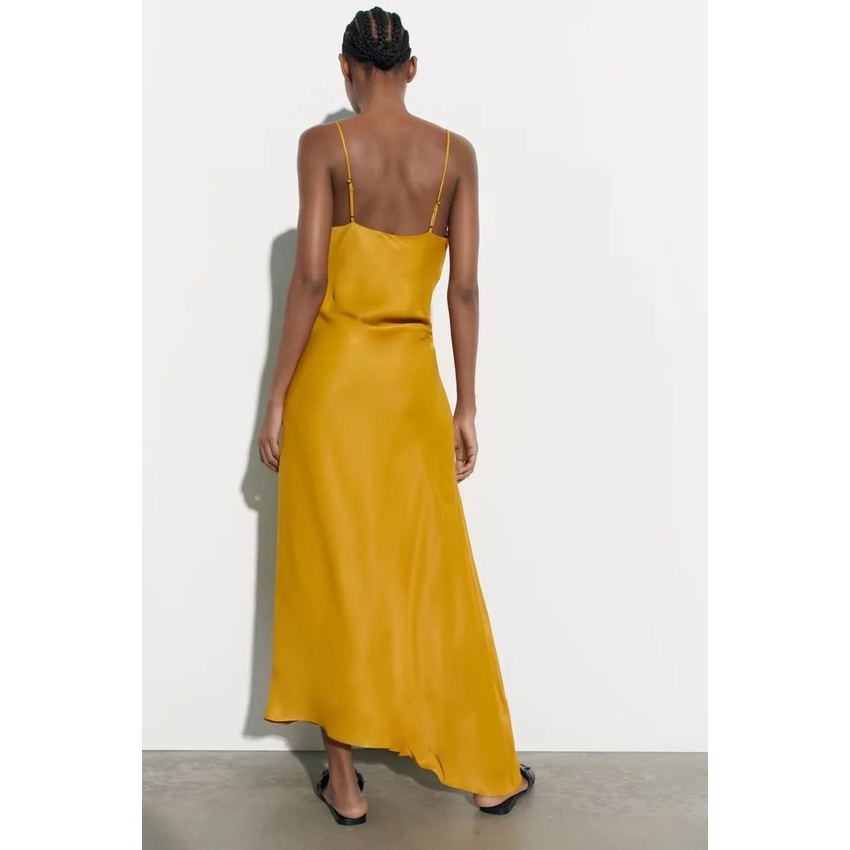Made in Morocco - Đầm Zara lụa vàng hai dây sexy DT4HDG50N10