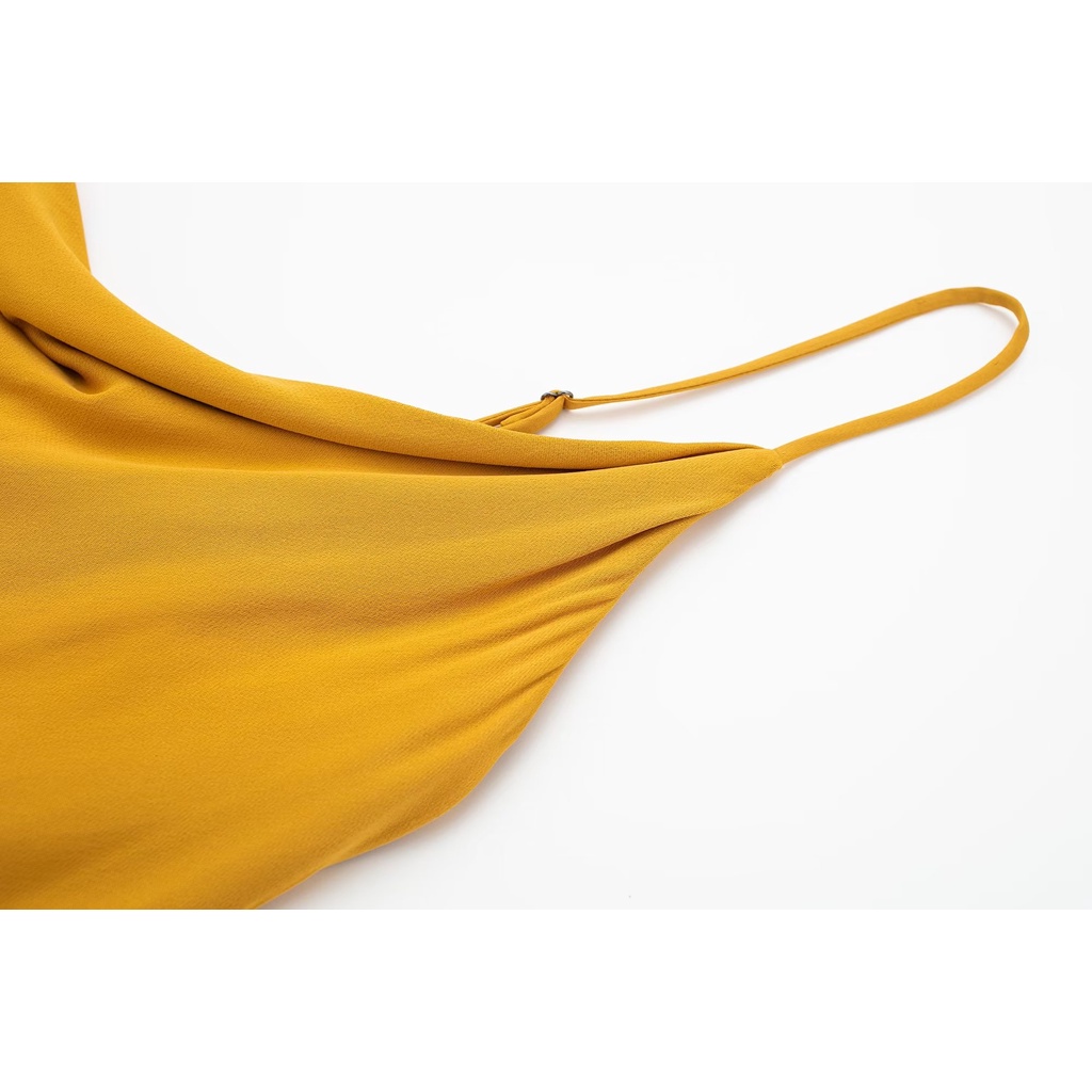 Made in Morocco - Đầm Zara lụa vàng hai dây sexy DT4HDG50N10
