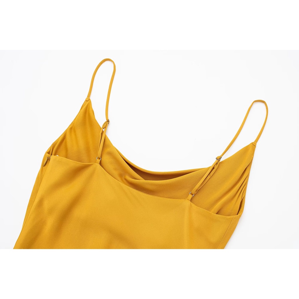 Made in Morocco - Đầm Zara lụa vàng hai dây sexy DT4HDG50N10