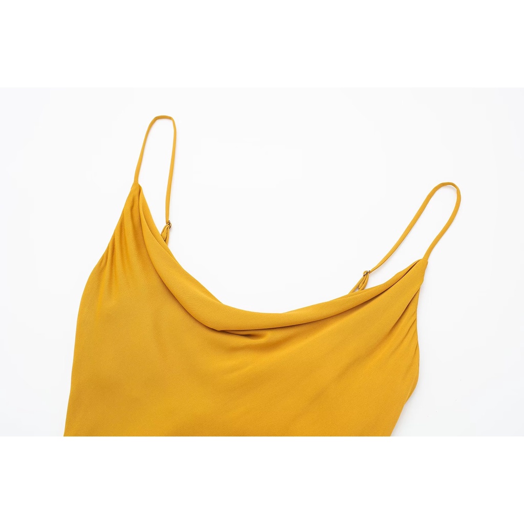 Made in Morocco - Đầm Zara lụa vàng hai dây sexy DT4HDG50N10