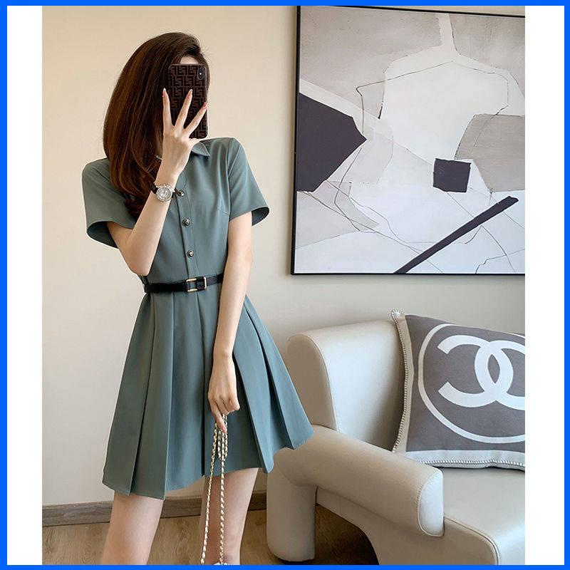 đâm babydoll Xiaoxiang Đầm Xếp Ly Ôm Dáng Cổ POLO Phong Cách Mới Mùa Hè 2022