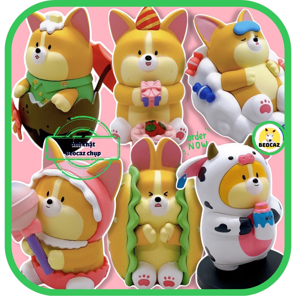 Mô hình Corgi chó mập tài lộc may mắn dễ thương ăn quà vặt sinh nhật Tiệm Đồ chơi Beocaz quà tặng trang trí trưng bày