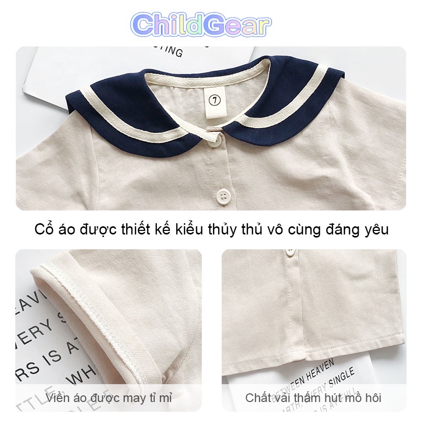 Bộ quần áo thủy thủ phong cách Hàn Quốc dễ thương, thoải mái cho bé gái đi chơi, đi biển CHILDGEAR