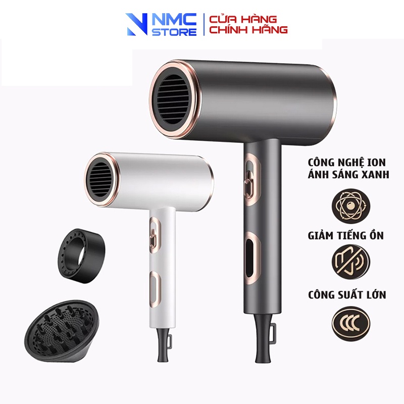 Máy sấy tóc công suất lớn NMC Ion ánh sáng xanh, Sấy nóng lạnh 18000W, thiết kế sang trọng, hiện đại