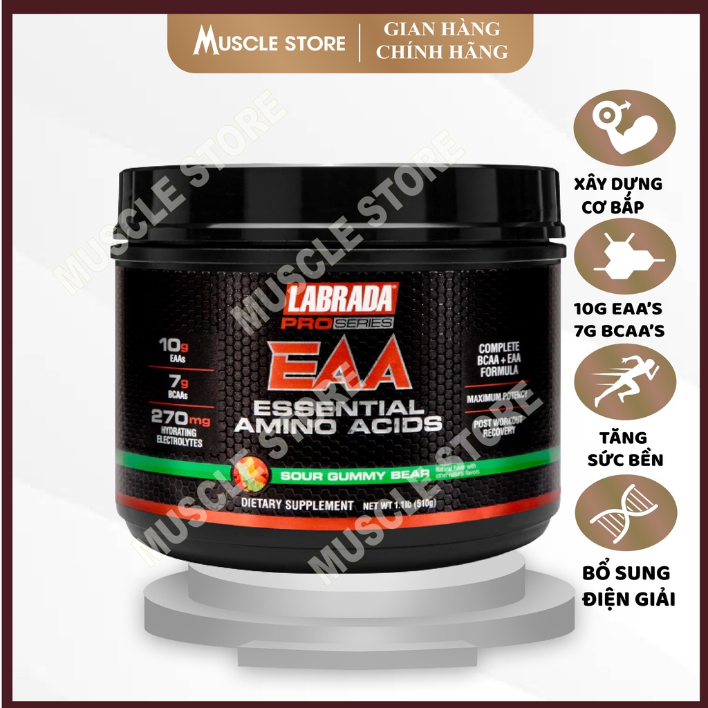 Labrada EAA Pro Series 30 Serving, Phục Hồi, Tăng Cơ, Sức Bền, Bổ Sung 17g EAA + BCAA + 275MG Điện Giải