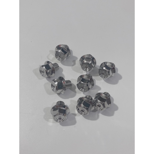 Ốc chân kiếng Salaya inox 304 mẫu Thái đầu V2 gắn thông dụng xe máy, ốc chân gương Salaya