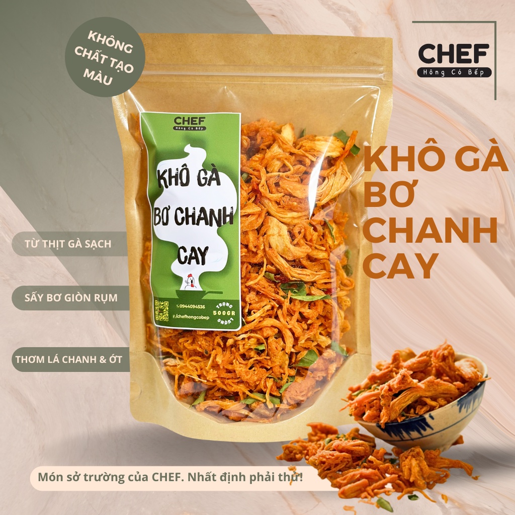 KHÔ GÀ LÁ CHANH loại THƯỢNG HẠNG 500gr - Đồ ăn vặt ngon nhất do CHEF nấu