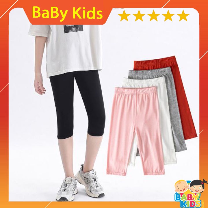 Quần Legging Lửng Bé Gái Thun Cotton Xuất Xịn Siêu Co Giãn Mềm Mịn { 21_41kg }