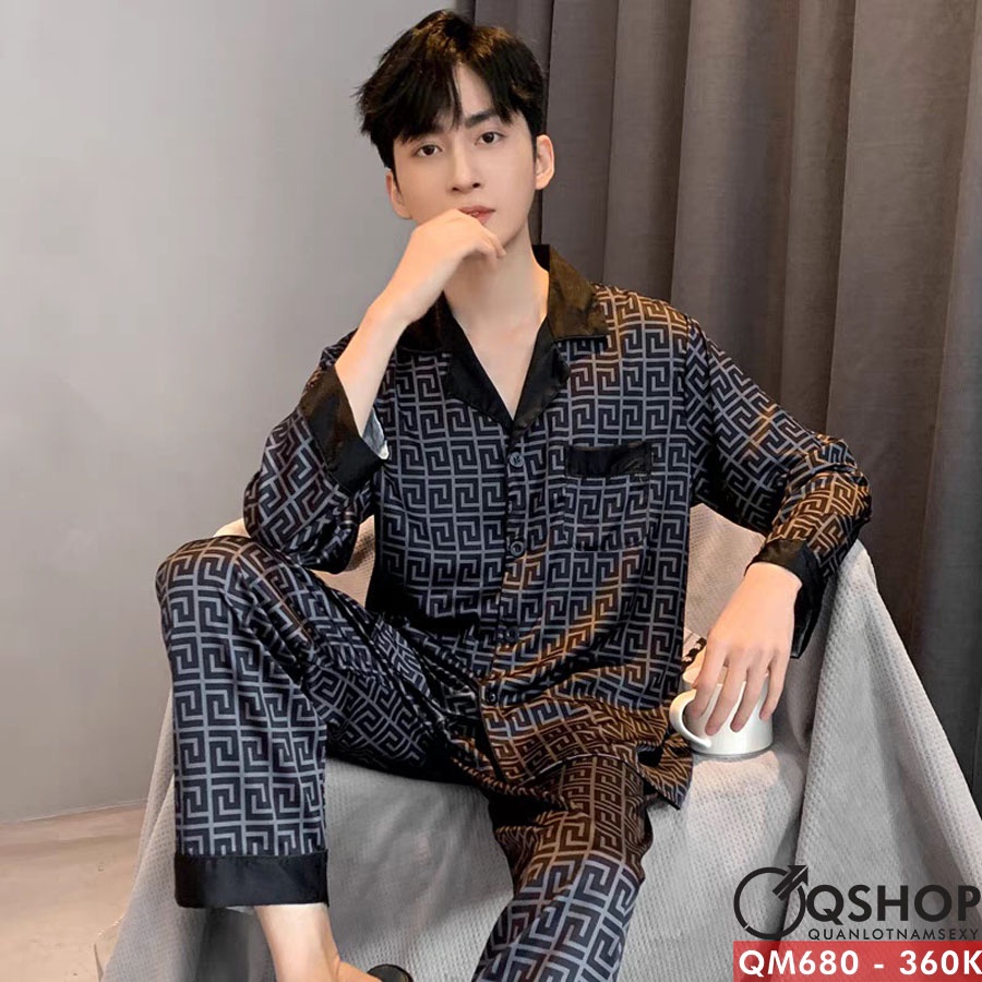 Bộ đồ pijama, đồ ngủ nam lụa satin cao cấp QSHOP QM680 - QM681
