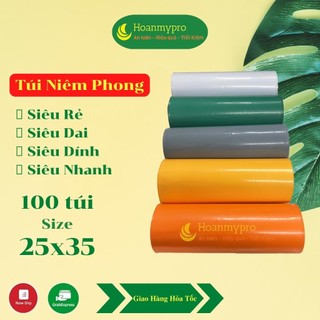 Túi gói hàng niêm phong 25x35 cuộn 100 cái nhiều màu