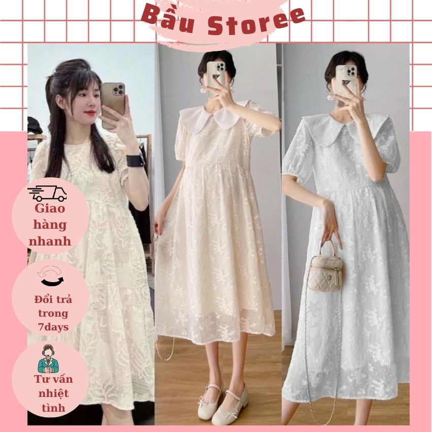 VÁY BẦU TIỂU THƯ HOA NỔI, ĐẦM BABYDOLL THỜI TRANG- ĐẦM BẦU MÙA HÈ ĐẸP GIÁ RẺ