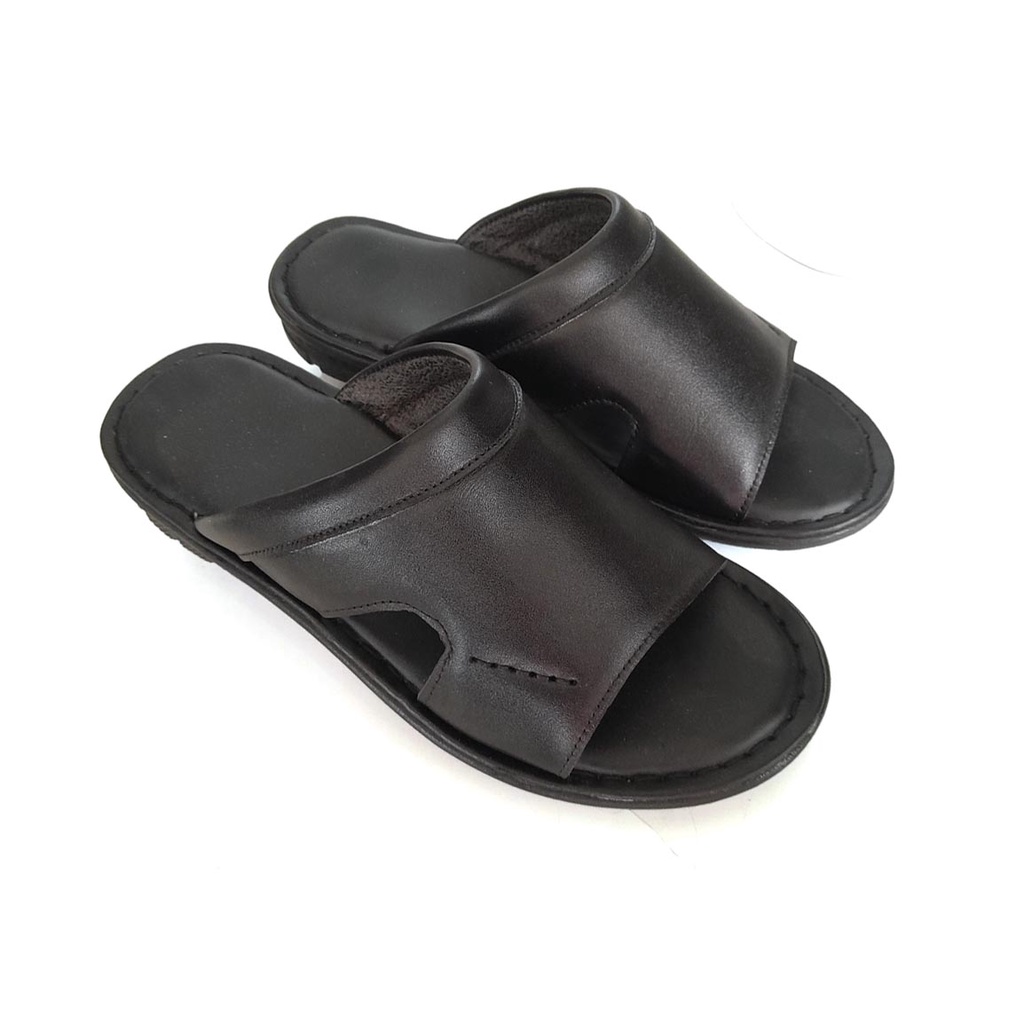 Dép Da Nam Da Bò Thật Cao Cấp, Dép Nam Quai Ngang Da Bò Cao Cấp HKT Shop DN133