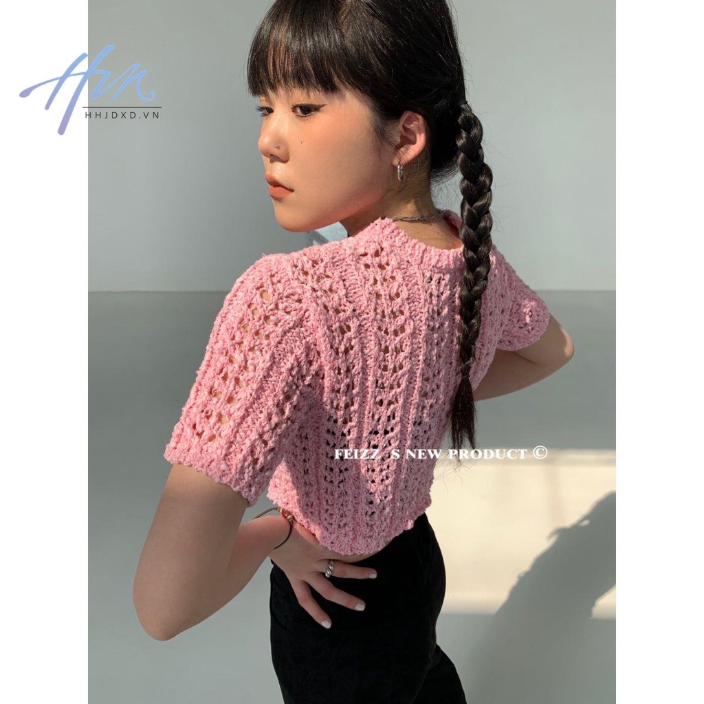 Áo Thun Tay Ngắn Cổ Tròn Thiết Kế Khoét Lỗ Phong Cách Mỹ Thời Trang Cho Nữ