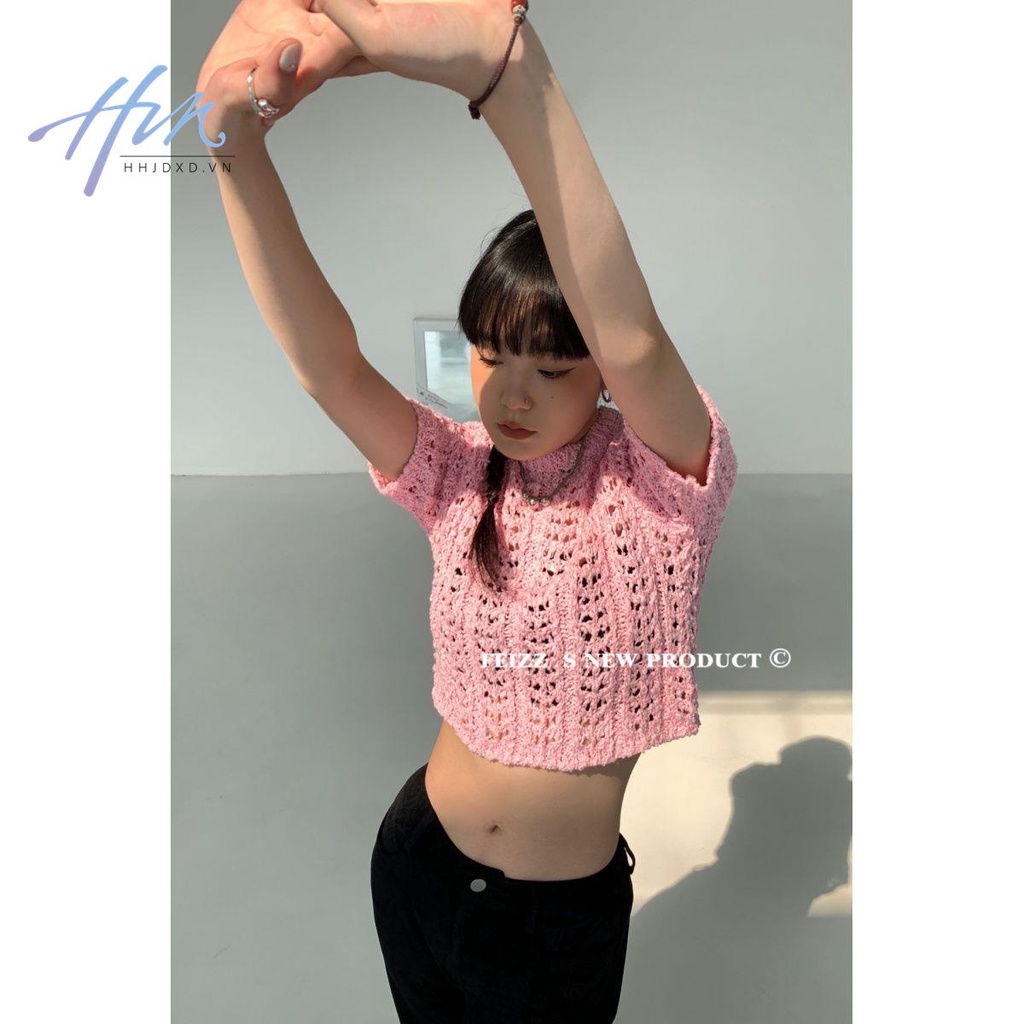 Áo Thun Tay Ngắn Cổ Tròn Thiết Kế Khoét Lỗ Phong Cách Mỹ Thời Trang Cho Nữ