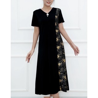 ROMI – Đầm Suông Trung Niên Dự Tiệc Phối Hoạ Tiết Sang Trọng  DànhTặng Mẹ U50 U60 Kèm Phụ Kiện Bigsize 50-73kg 3354