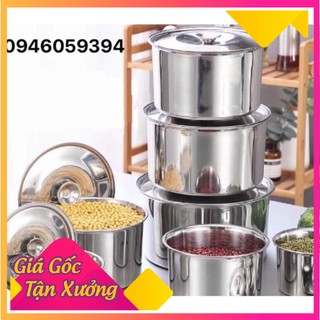 Âu trộn inox - thố tròn inox đựng gia vị - thực phẩm có nắp