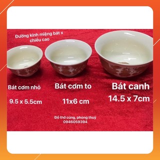 Bát cơm thờ phúc lộc thọ màu vàng ánh kim
