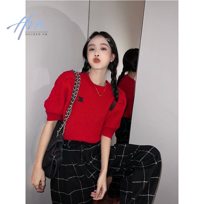 Áo Len Tay Ngắn Thiết Kế Mới Thời Trang Mùa Xuân Hè Dành Cho Nữ