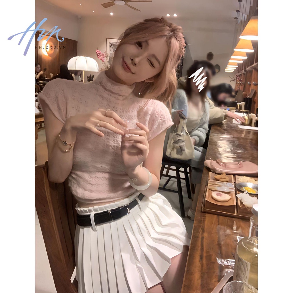 Áo Sweater Cổ Lọ Tay Ngắn Thời Trang Xuân Hè Xinh Xắn Cho Nữ