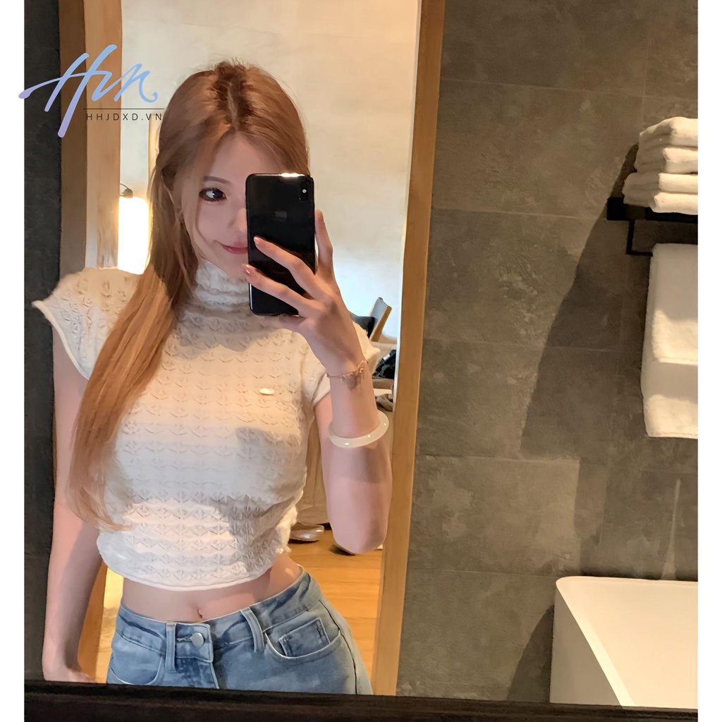 Áo Sweater Cổ Lọ Tay Ngắn Thời Trang Xuân Hè Xinh Xắn Cho Nữ