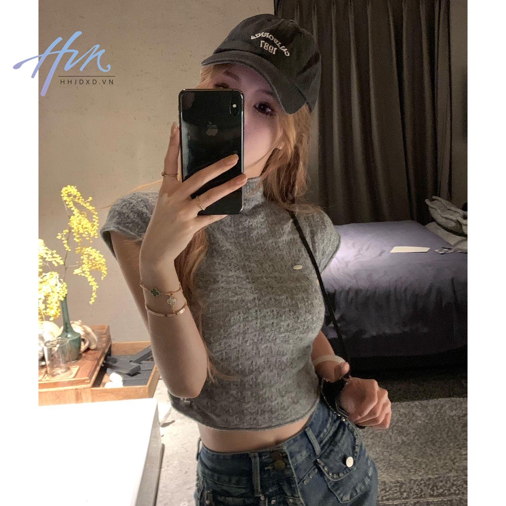 Áo Sweater Cổ Lọ Tay Ngắn Thời Trang Xuân Hè Xinh Xắn Cho Nữ