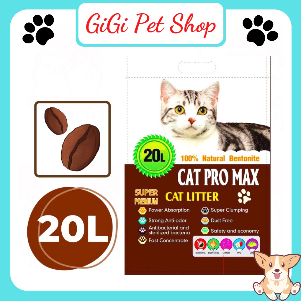 Cát Pro Max vệ sinh cho mèo bao 20 lít thấm hút khử mùi siêu vón ít bụi phụ kiện thú cưng - GiGi Pet Shop