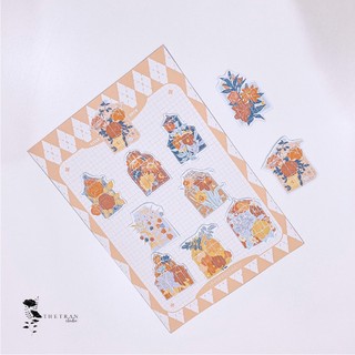 Bộ 10 sticker ngôi nhà hoa cổ điển / blooming cage sticker / thetranstudio